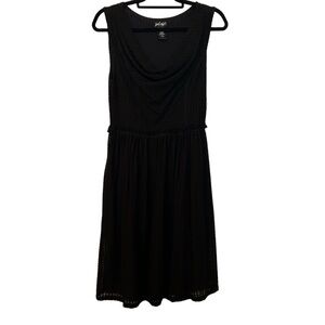 Lord & Taylor Black Draped Neck Waffle Style Lace Fully Lined Sleeveless Dress